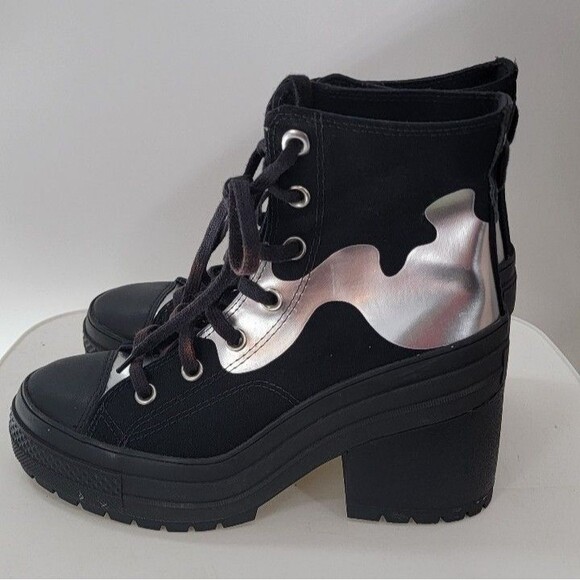 Converse Chuck 70 De Luxe Heel Chrome Total Eclipse/Silver Boot Sneaker - Picture 1 of 8